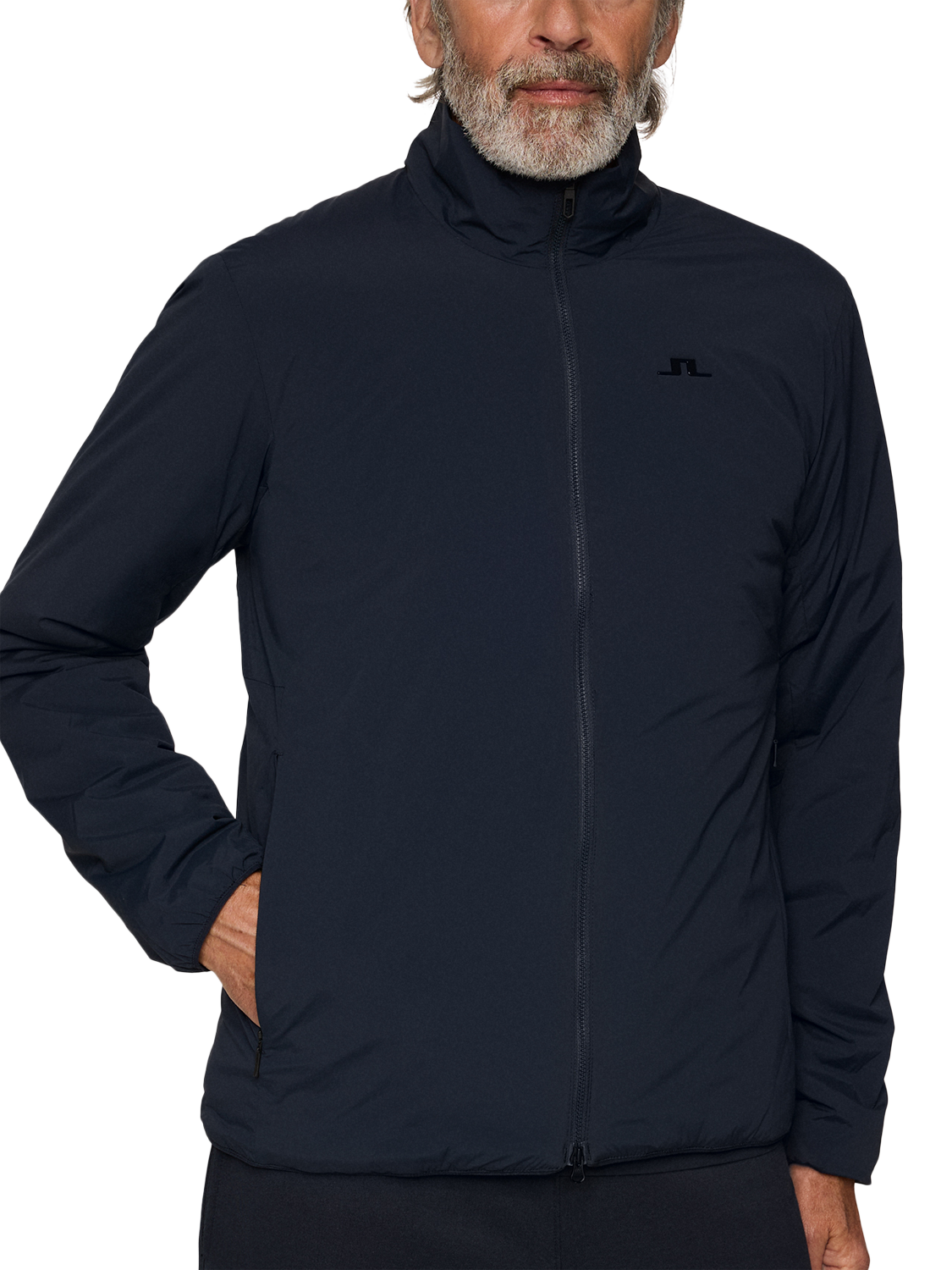 Product image 4 of 5, which shows J.Lindeberg Clinton Water-Repellent Utility Jacket, Navy, L