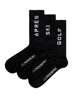J.Lindeberg Cotton Blend Crew Socks, Pack of 3, Black, Black