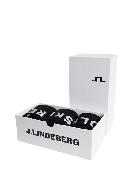 J.Lindeberg Cotton Blend Crew Socks, Pack of 3, Black - view 2, Black