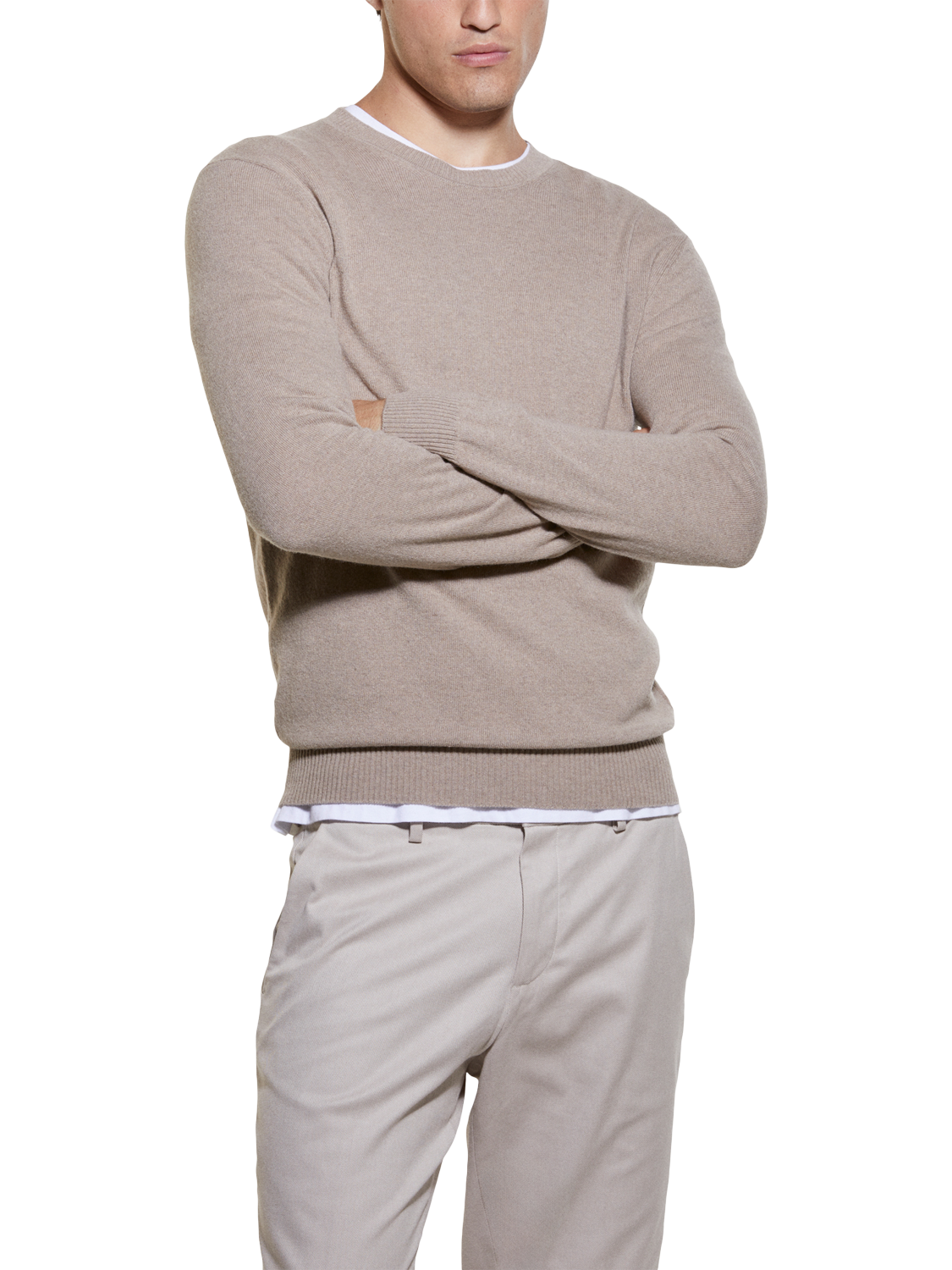 Product image 1 of 5, which shows SISLEY Wool Cashmere Blend Crew Neck Jumper, Beige, XL
