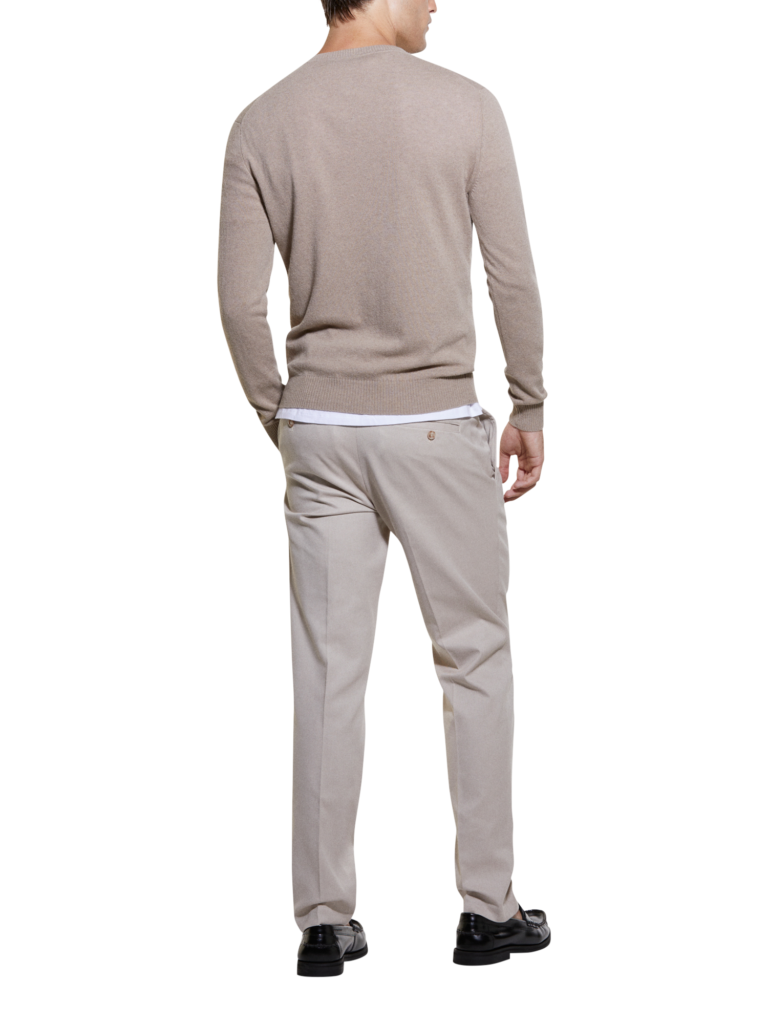 Product image 2 of 5, which shows SISLEY Wool Cashmere Blend Crew Neck Jumper, Beige, XL