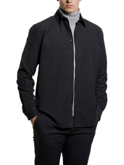 SISLEY Cotton Regular Fit Corduroy Shirt, Dark Grey