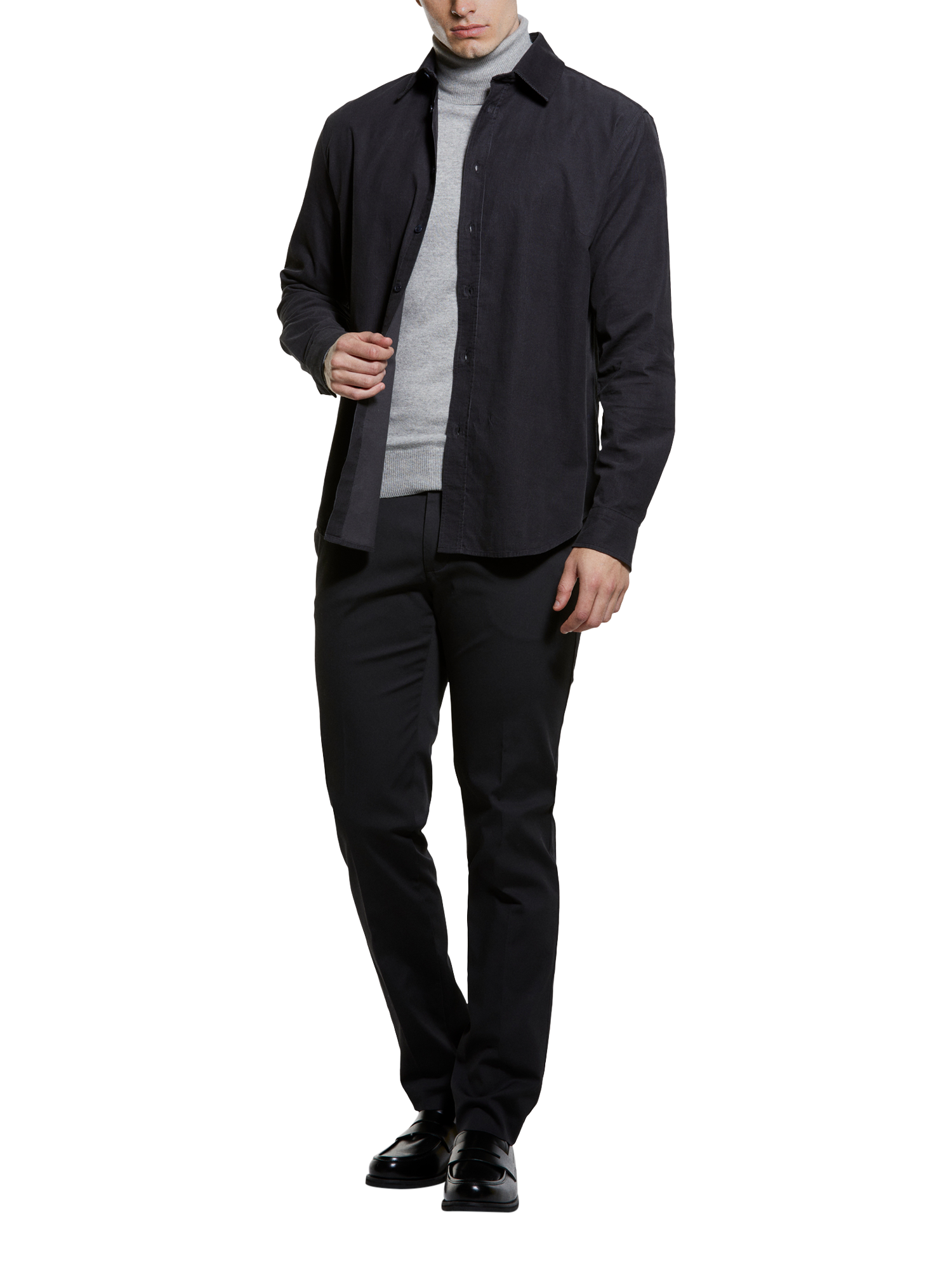 Product image 3 of 5, which shows SISLEY Cotton Regular Fit Corduroy Shirt, Dark Grey, XXL