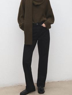 Mango Matilda Mid Rise Straight Jeans, Black, Black