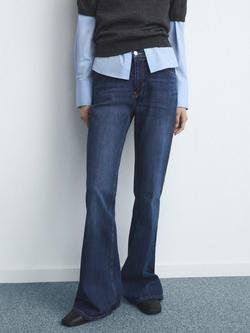 Mango Violeta High Rise Flared Jeans, Open Blue, Open Blue