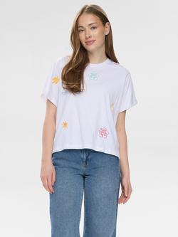 Numph Seane Floral T-Shirt, Bright White, Bright White