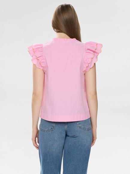 Numph Sienna Ruffle Trim Top, Prism Pink - view 2, Prism Pink