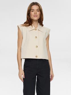 Numph Sunna Cap Sleeve Shirt, Whitecap Gray, Whitecap Gray