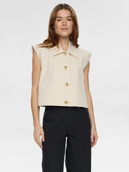 Numph Sunna Cap Sleeve Shirt, Whitecap Gray, Whitecap Gray
