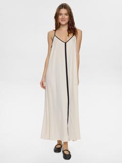 Numph Alani Contrast Trim Linen Rich Dress, Whitecap Gray, Whitecap Gray