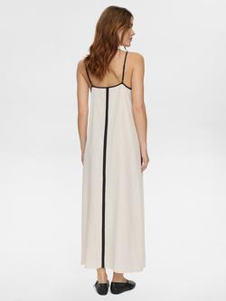 Numph Alani Contrast Trim Linen Rich Dress, Whitecap Gray - view 2, Whitecap Gray