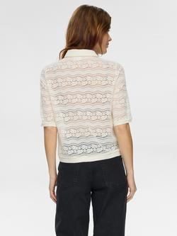 Numph Lavetta Open Stitch Cardigan, Pristine - view 2, Pristine