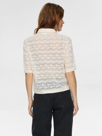 Numph Lavetta Open Stitch Cardigan, Pristine - view 2, Pristine