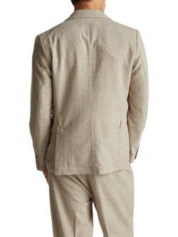 Benetton Wool Blend Herringbone Flannel Blazer, Beige - view 2, Beige