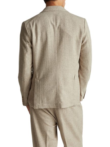 Benetton Wool Blend Herringbone Flannel Blazer, Beige - view 2, Beige