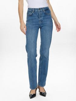 Numph Oslo High Rise Straight Jeans, Medium Blue Denim, Medium Blue Denim