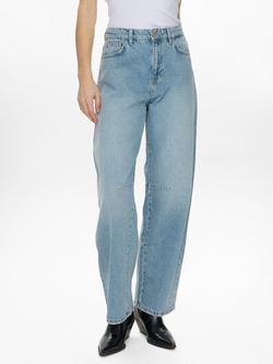 Numph Seville High Rise Barrel Leg Jeans, Light Blue Denim, Light Blue Denim