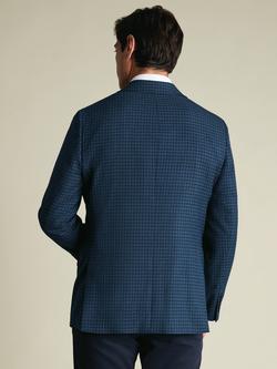 Charles Tyrwhitt Wool Blend Check Blazer - view 2, Indigo Blue