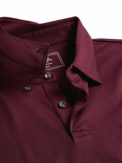 Charles Tyrwhitt Long Sleeve Non-Iron Jersey Polo Shirt, Wine Red - view 2, Wine Red