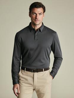 Charles Tyrwhitt Short Sleeve Non Iron Jersey Polo Shirt, Graphite Grey