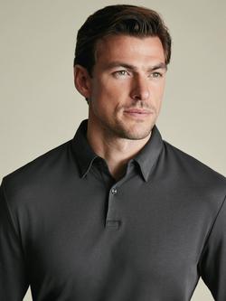 Charles Tyrwhitt Short Sleeve Non Iron Jersey Polo Shirt - view 2, Graphite Grey