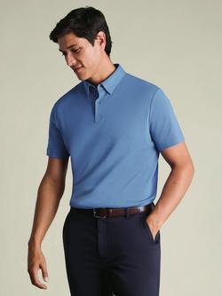 Charles Tyrwhitt Short Sleeve Non Iron Jersey Polo Shirt, Cornflower Blue