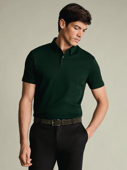 Charles Tyrwhitt Short Sleeve Non Iron Jersey Polo Shirt, Forest Green