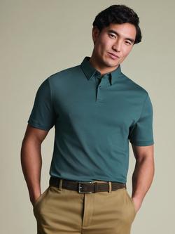 Charles Tyrwhitt Cotton Regular Fit Short Sleeve Polo Shirt, Teal Green, Teal Green