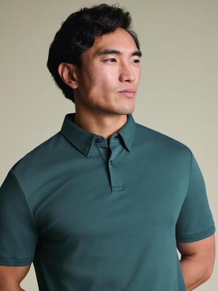 Charles Tyrwhitt Cotton Regular Fit Short Sleeve Polo Shirt, Teal Green - view 2, Teal Green