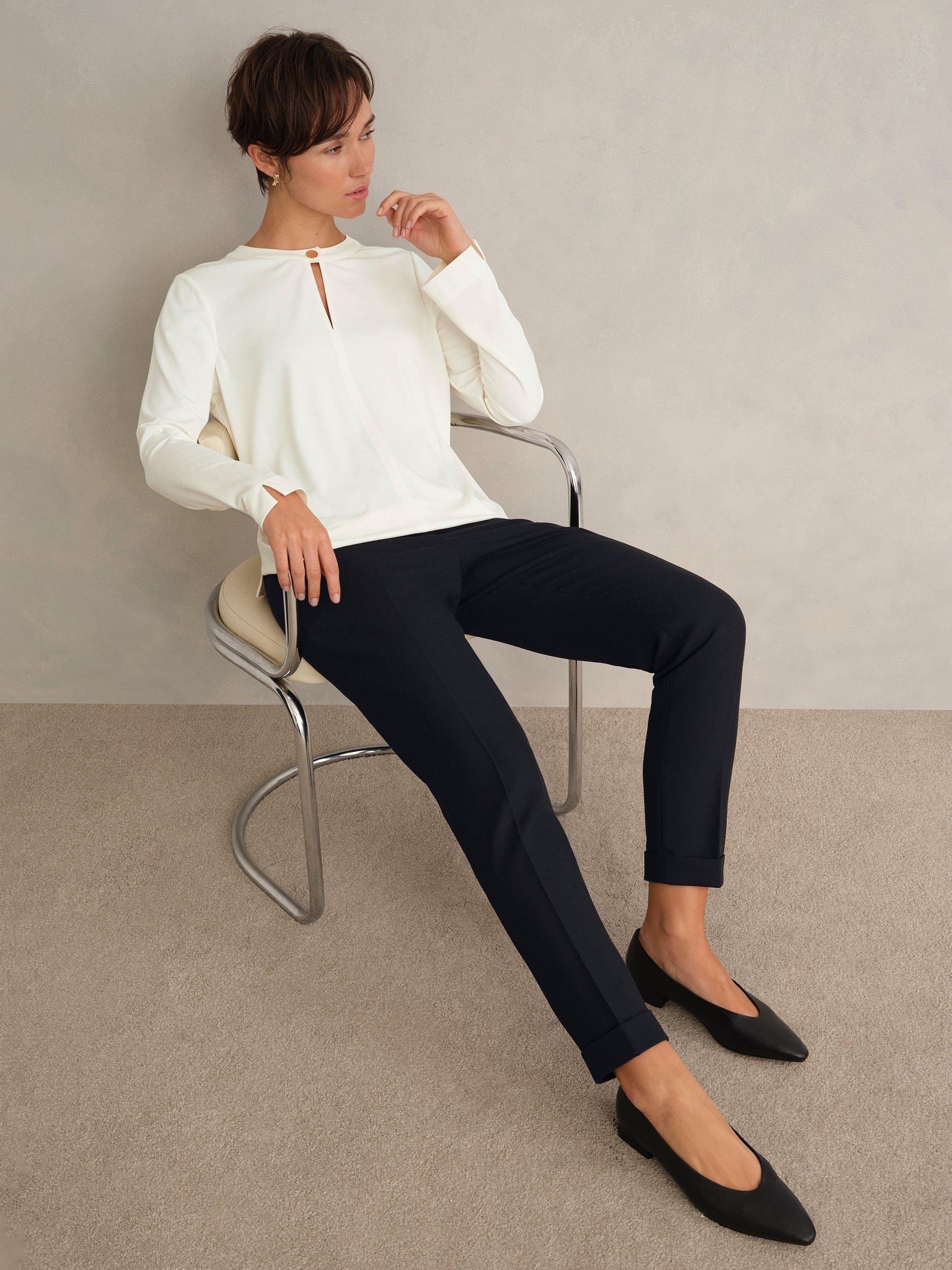 Product image 1 of 5, which shows Hobbs Lisette Wool Blend Tailored Trousers, Black, 12