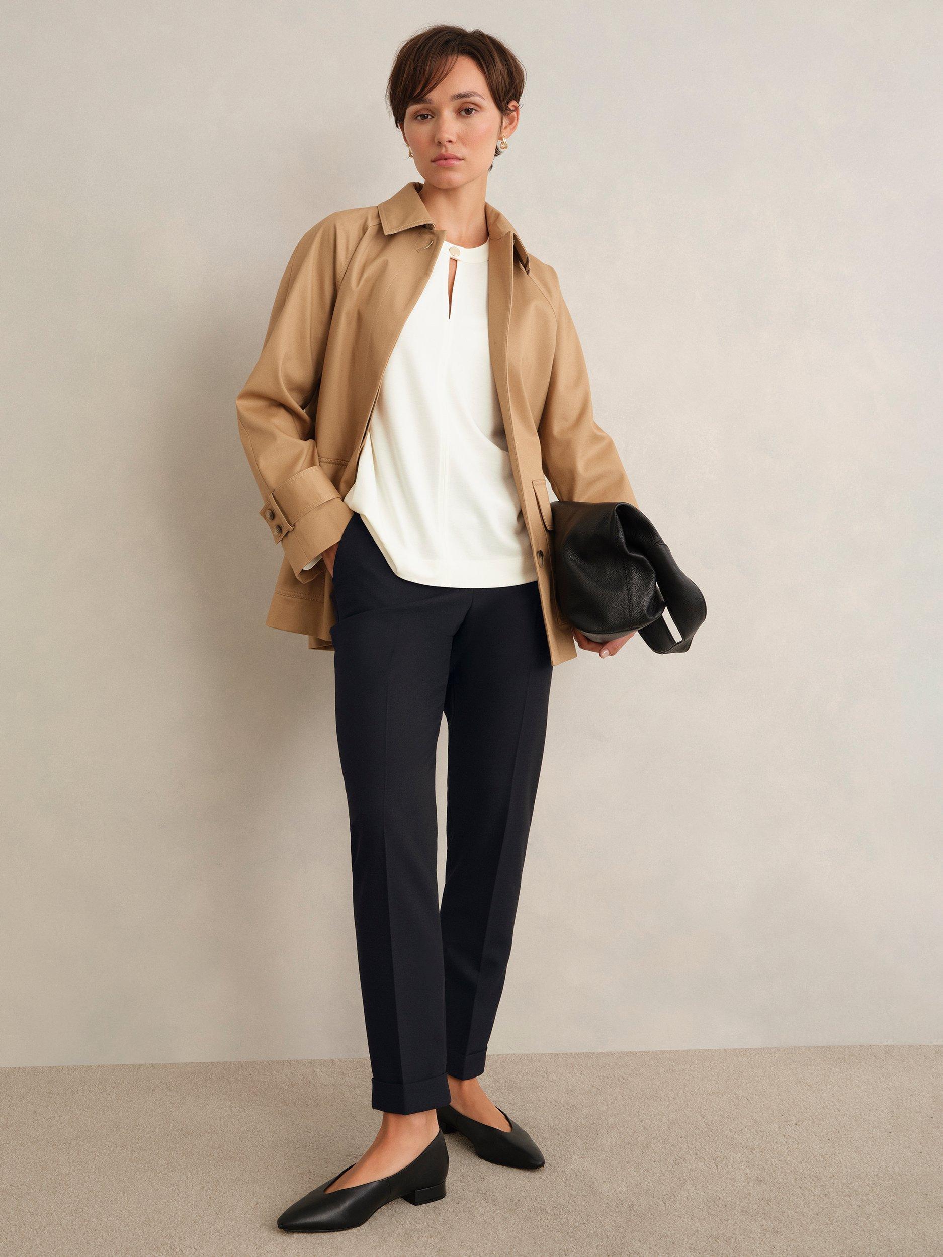 Product image 3 of 5, which shows Hobbs Lisette Wool Blend Tailored Trousers, Black, 12