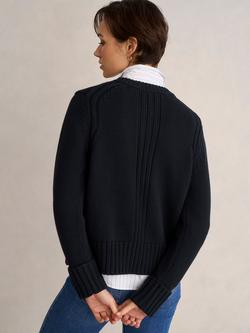 Hobbs Coco Crew Neck Cardigan, Navy - view 2, Navy