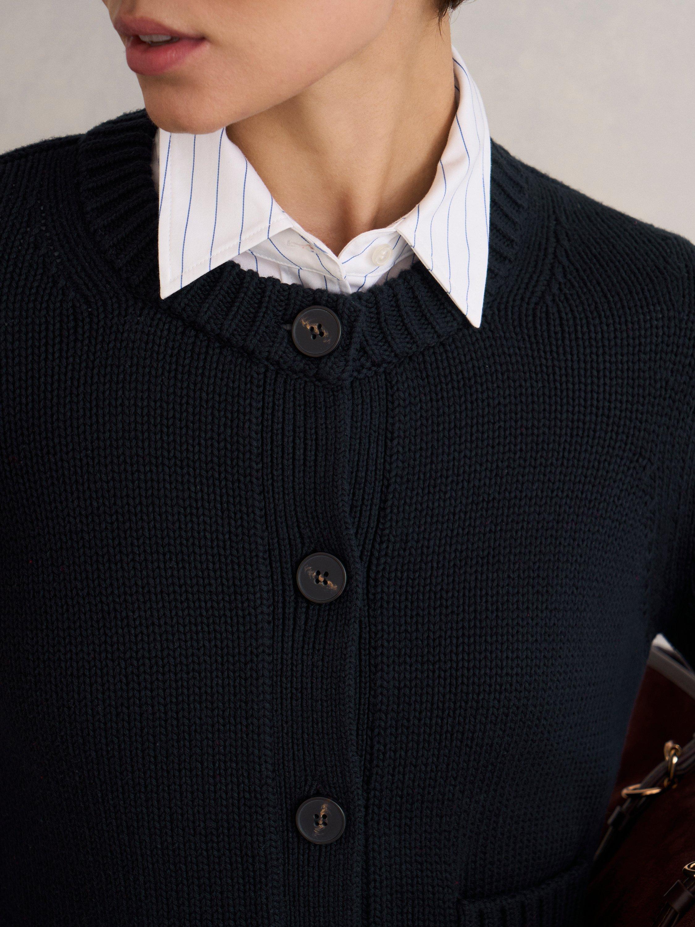 Product image 3 of 6, which shows Hobbs Coco Crew Neck Cardigan, Navy, L