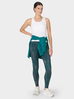 Sweaty Betty Power Gym Leggings, Green Code Print - view 2, Green Code Print