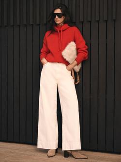 Mint Velvet Corduroy Wide Leg Trousers, Natural Cream, Natural Cream