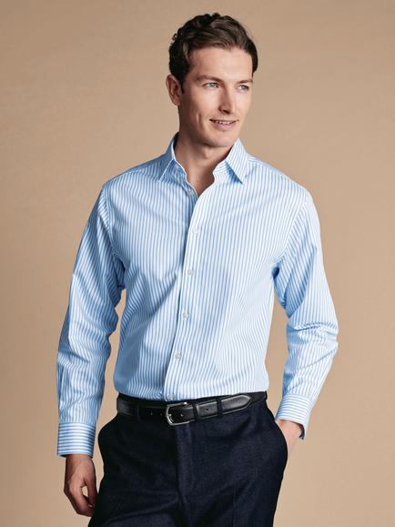 Charles Tyrwhitt Cotton Regular Fit Stripe Shirt, White/Sky, White/Sky