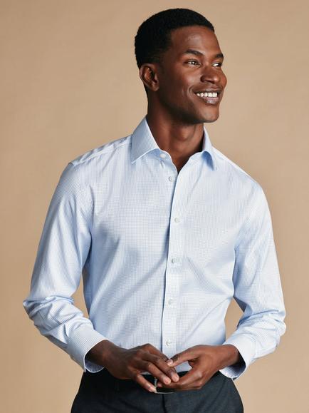 Charles Tyrwhitt Cotton Regular Fit Check Shirt, Sky Blue, Sky Blue