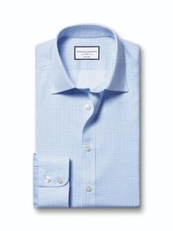 Charles Tyrwhitt Cotton Regular Fit Check Shirt, Sky Blue - view 2, Sky Blue