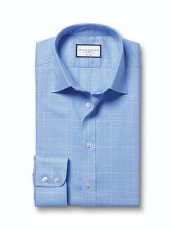 Charles Tyrwhitt Cotton Regular Fit Check Shirt, Blue/Gold - view 2, Blue/Gold