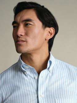 Charles Tyrwhitt Non-Iron Cotton Blend Slim Fit Stripe Shirt, Sky Blue - view 2, Sky Blue