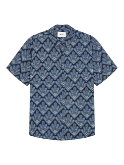 NN.07 Deon Abstract Print Short Sleeve Shirt, Navy Blue, Navy Blue