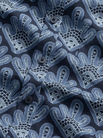 NN.07 Deon Abstract Print Short Sleeve Shirt, Navy Blue - view 2, Navy Blue
