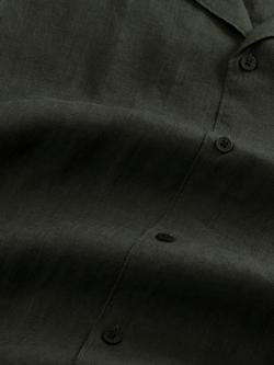 NN.07 Julio Button Through Short Sleeve Linen Shirt, Dark Army - view 2, Dark Army