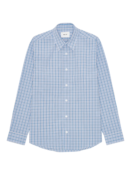 NN.07 Organic Cotton Regular Fit Check Quinsy Shirt, Cobalt Check, Cobalt Check