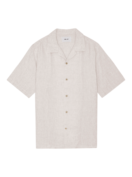 NN.07 Julio Button Through Short Sleeve Linen Shirt, Sienna Heat, Sienna Heat