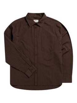 Percival Clancy Cotton Regular Fit Stripe Shirt, Brown, Brown