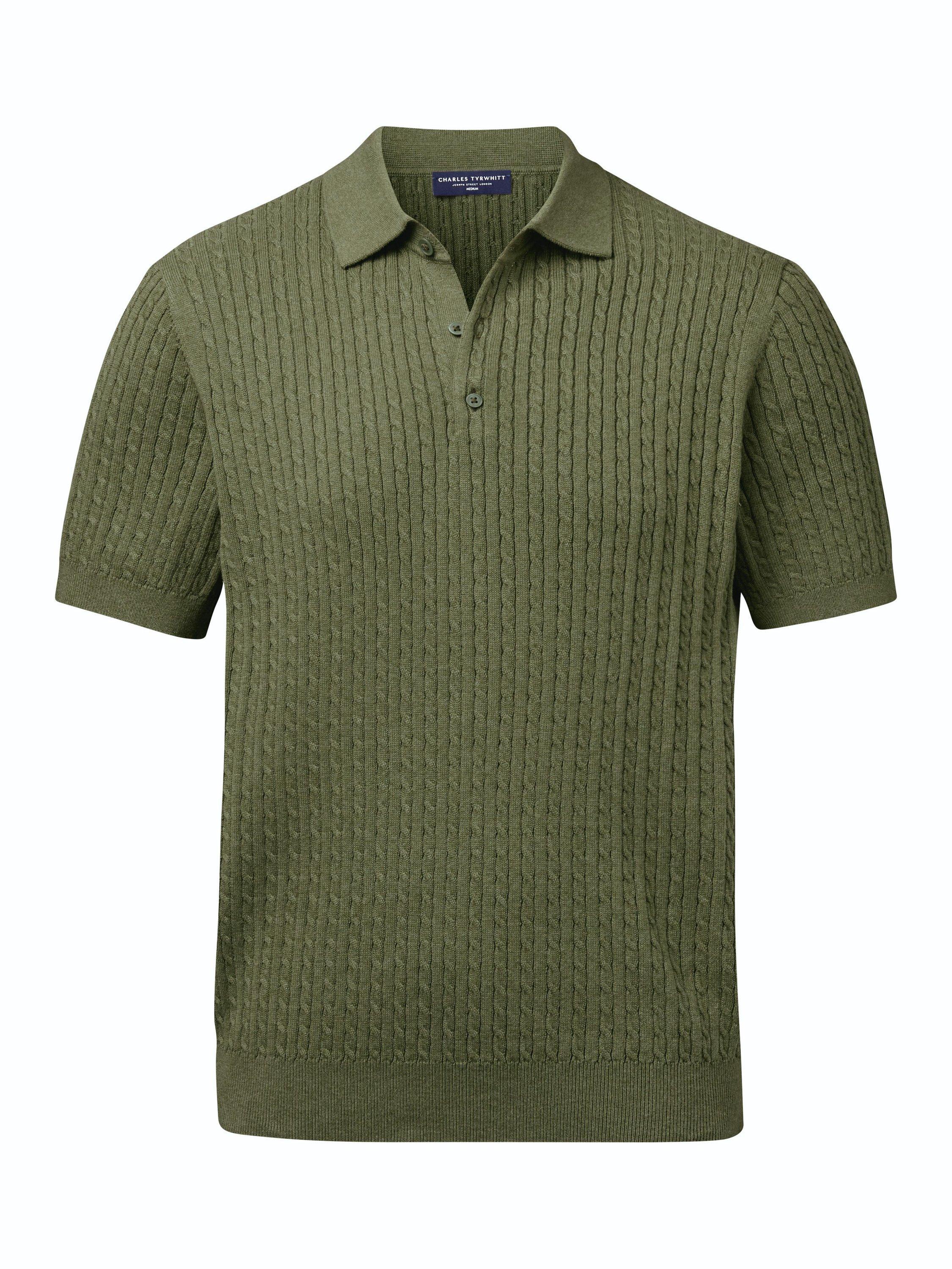 Cotton Knit Short-Sleeve Polo オリーブ 1 Kiton Sea Island Cotton Polo Dark Olive at CareOfCarl.com