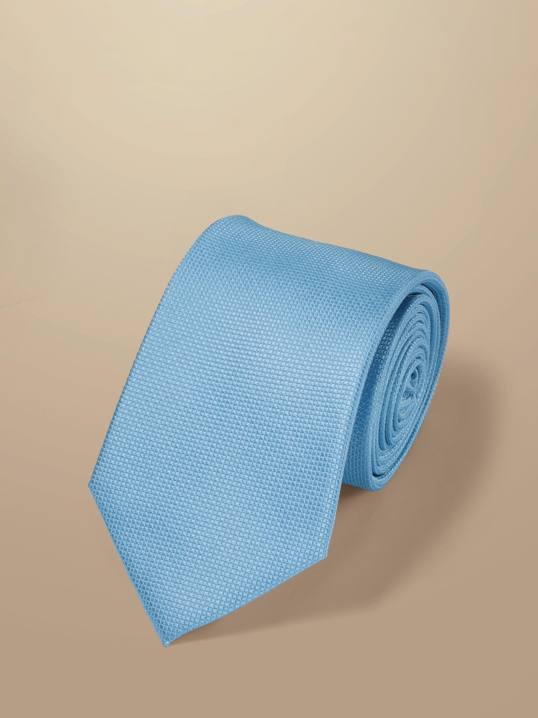 Product image 1 of 2, which shows Charles Tyrwhitt Textured Silk Tie, Sky Blue, One Size