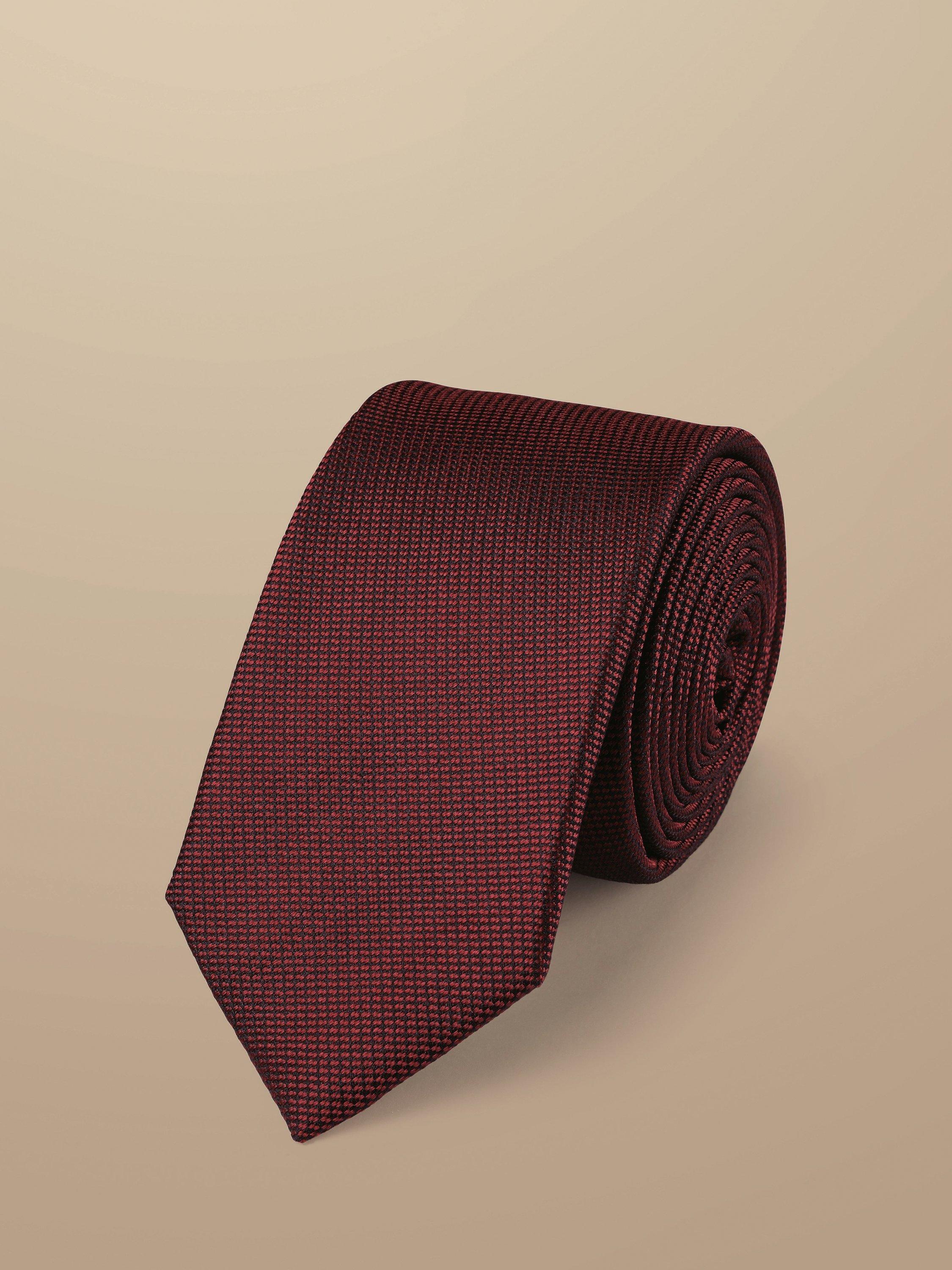 Product image 1 of 2, which shows Charles Tyrwhitt Textured Silk Tie, Red
