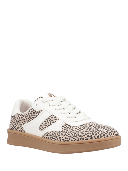 Hush Puppies Maura Textile Animal Print Trainers, Tan - view 2, Tan